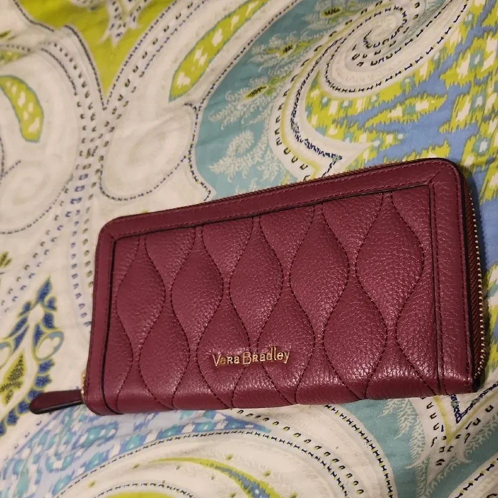 Vera Bradley Wallet Quilted Zip-Around Wallet in Burgundy